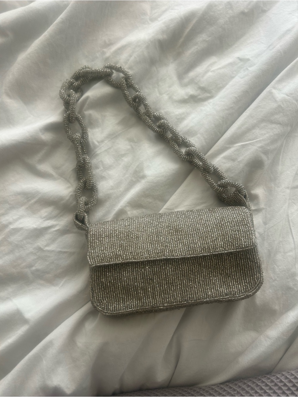 Antik Kraft Silver Beaded Chain Shoulder Bag